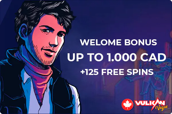 The man from our main banner offers a welcome bonus from Vulkan Vegas